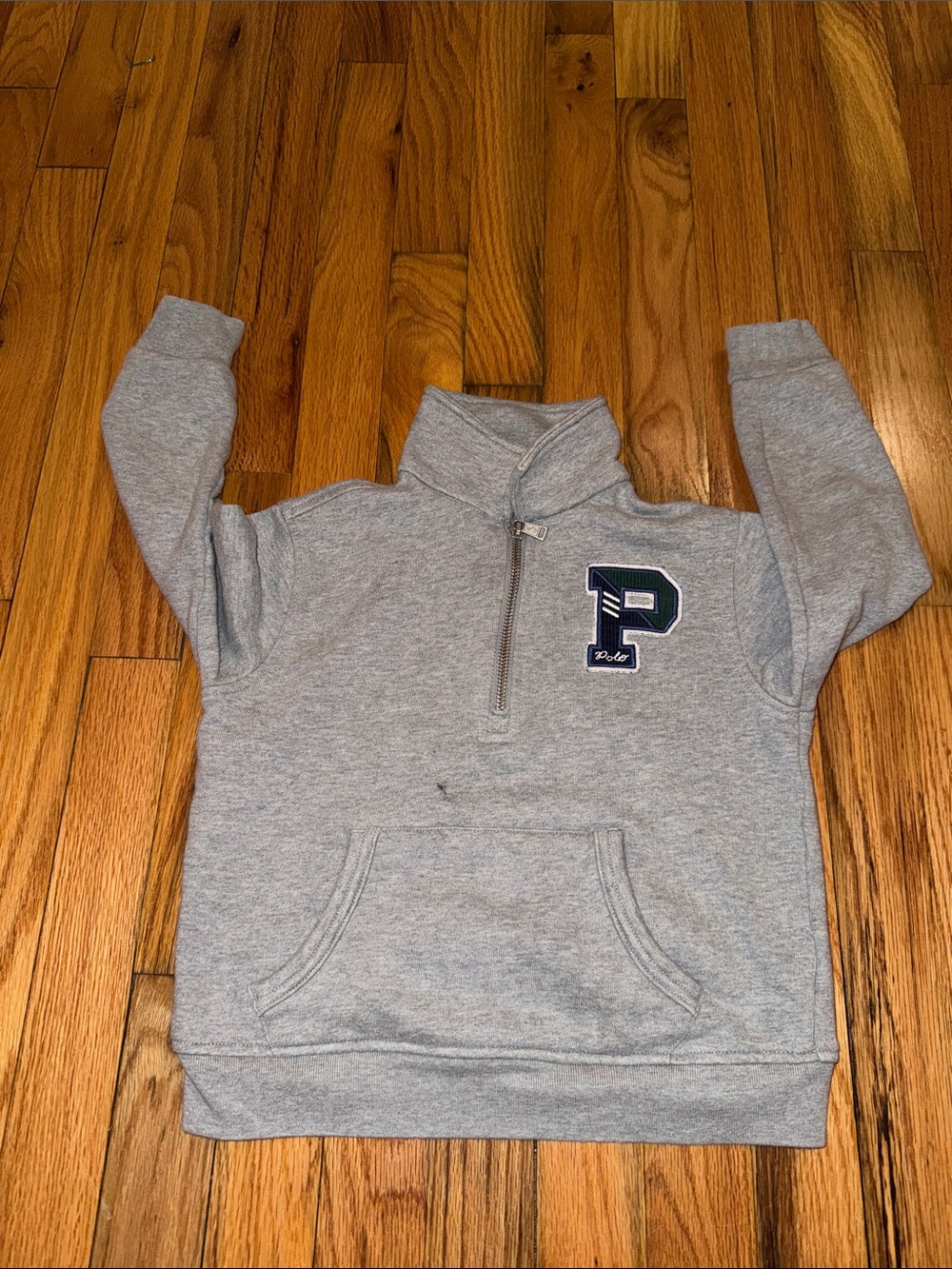 Polo by Ralph Lauren Heather Gray Quarter-Zip Pullover with Navy 'P' Patch